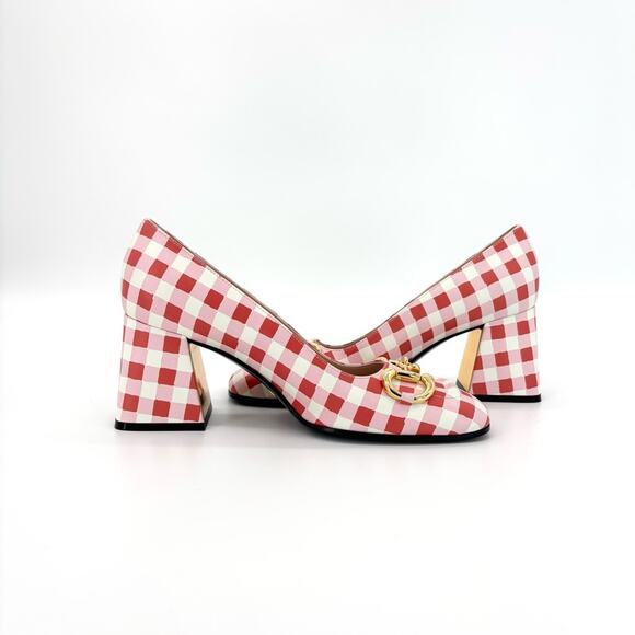 Gucci Baby Horsebit Ken Scott Garden Checkered Platform Heels Pumps 37.5 - Picture 4 of 10